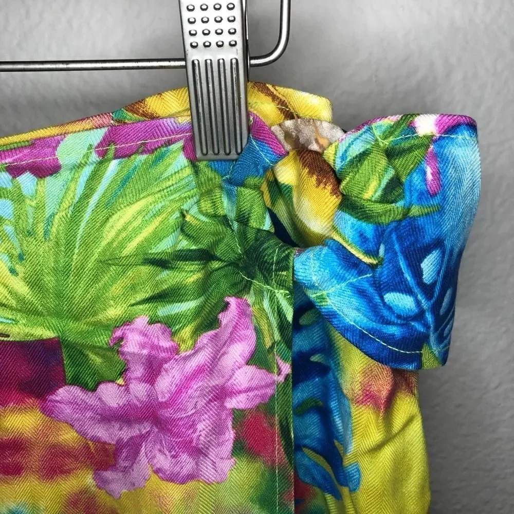 Nancy Bolen Tropical Faux Wrap Silk Skirt S